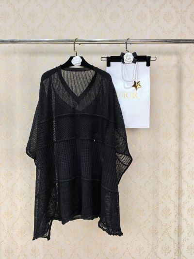 Dior Openwork Lace Top in Black
