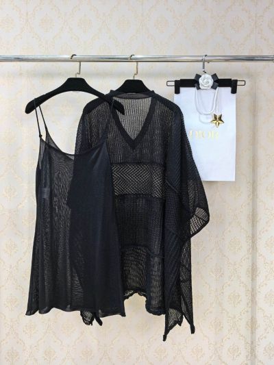 Dior Openwork Lace Top in Black