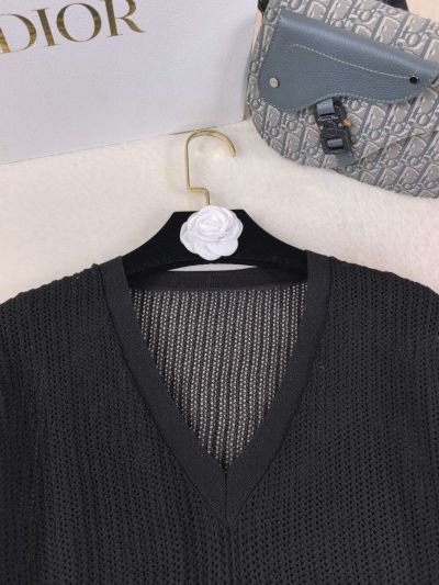 Dior Openwork Lace Top in Black