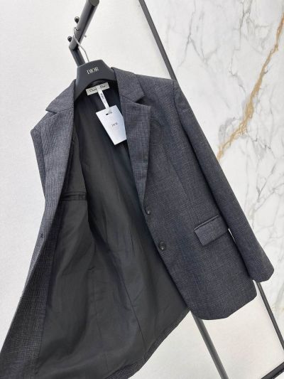 Dior Plaid Denim Blazer in Grey