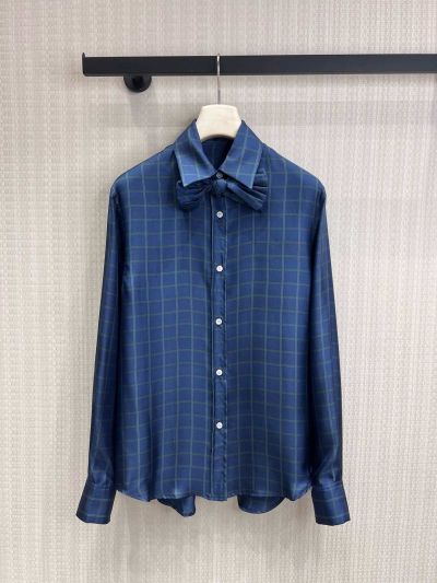 Dior Plaid Silk Shirt in Blue