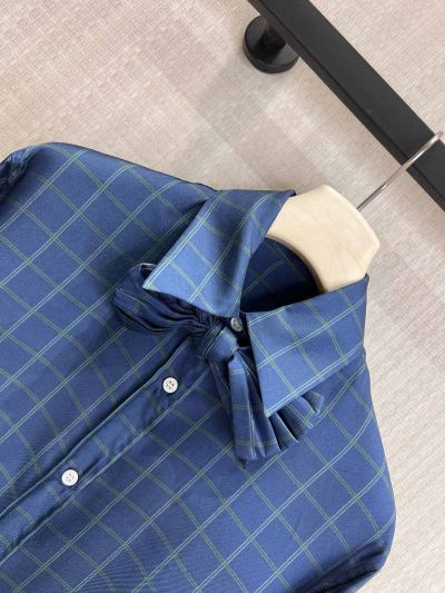 Dior Plaid Silk Shirt in Blue
