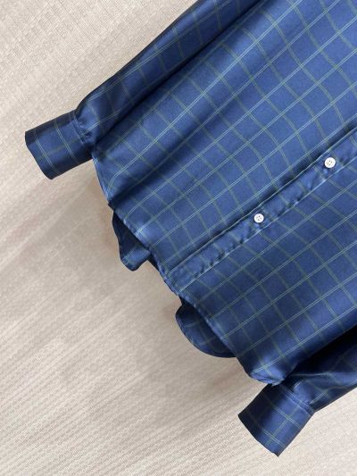 Dior Plaid Silk Shirt in Blue