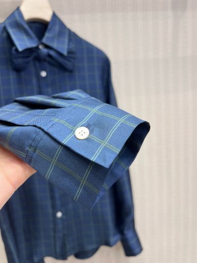 Dior Plaid Silk Shirt in Blue