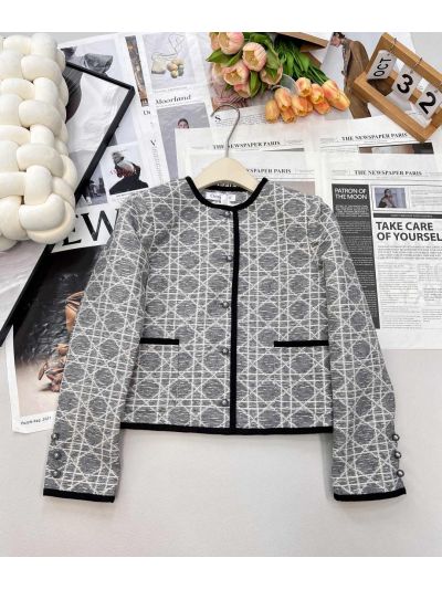 Dior Plaid Tweed Coat in Grey and Black