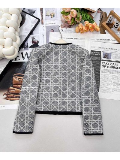 Dior Plaid Tweed Coat in Grey and Black