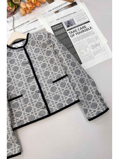 Dior Plaid Tweed Coat in Grey and Black