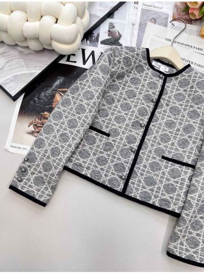 Dior Plaid Tweed Coat in Grey and Black