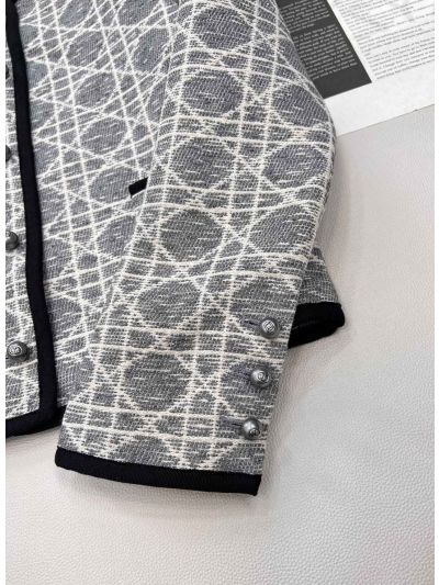 Dior Plaid Tweed Coat in Grey and Black