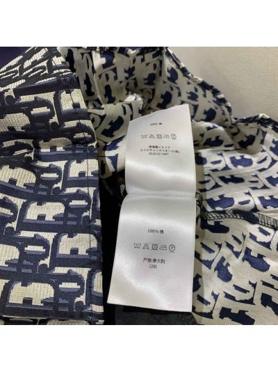Dior Pleated Monogram Skirt in Navy and White