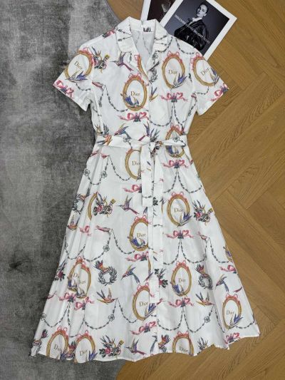 Dior Short Sleeve Belted Dress in S-M