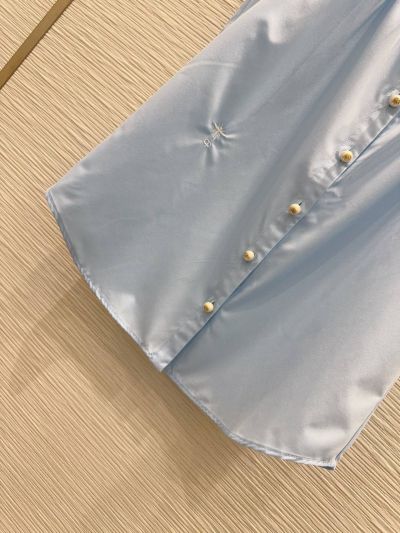 Dior Short Sleeve Crew Neck Blouse in Light Blue