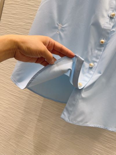 Dior Short Sleeve Crew Neck Blouse in Light Blue
