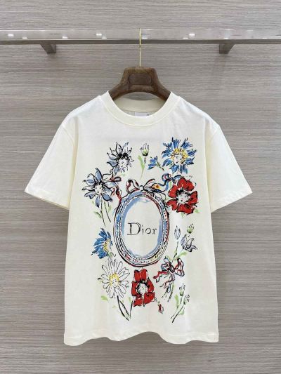 Dior Short Sleeve Denim T-Shirt in White