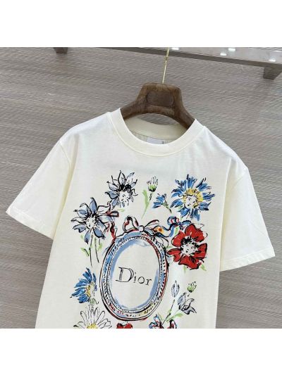 Dior Short Sleeve Denim T-Shirt in White