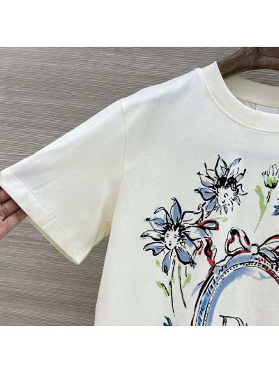 Dior Short Sleeve Denim T-Shirt in White