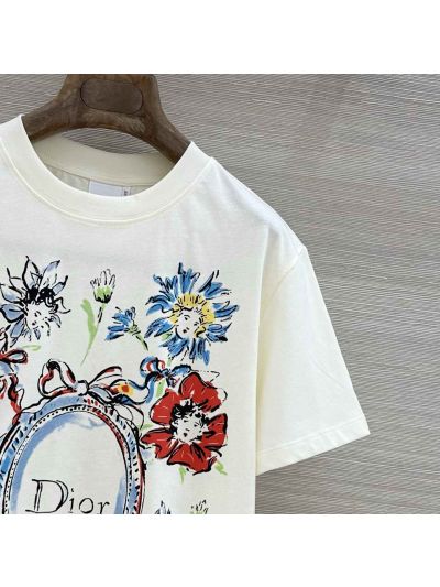 Dior Short Sleeve Denim T-Shirt in White