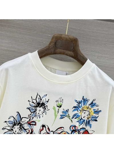 Dior Short Sleeve Denim T-Shirt in White