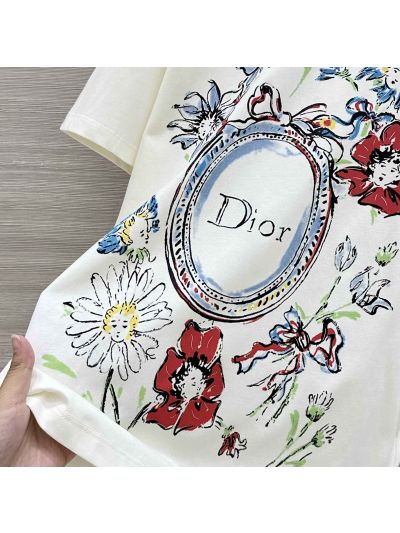 Dior Short Sleeve Denim T-Shirt in White
