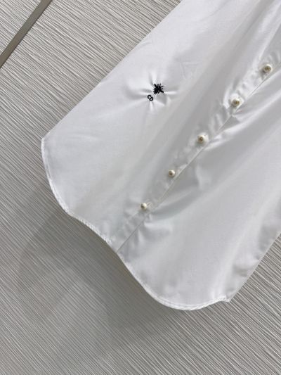 Dior Short Sleeve Embroidered Blouse in White