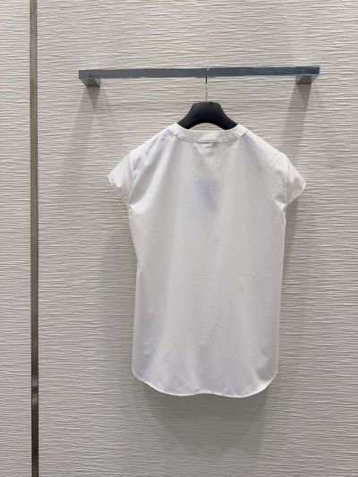 Dior Short Sleeve Embroidered Blouse in White