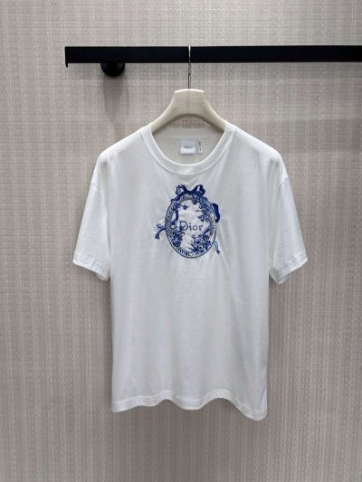 Dior Short Sleeve Embroidered Coat in White