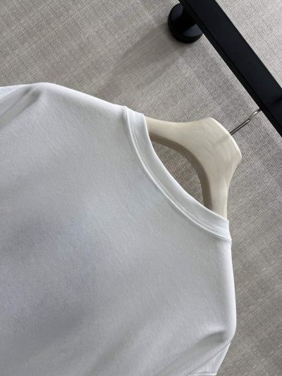 Dior Short Sleeve Embroidered Coat in White