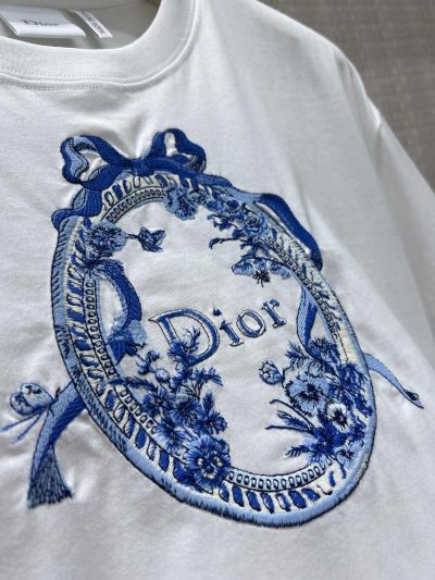 Dior Short Sleeve Embroidered Coat in White