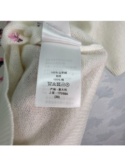 Dior Short Sleeve Embroidered Knit Top in White