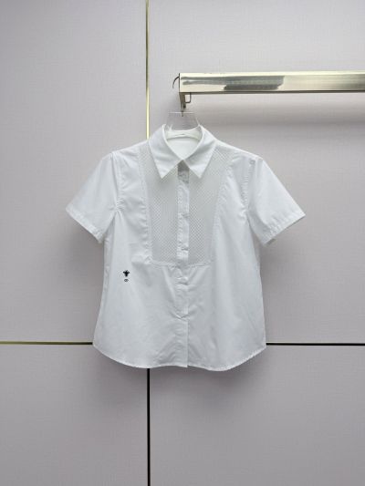 Dior Short Sleeve Embroidered Shirt in White