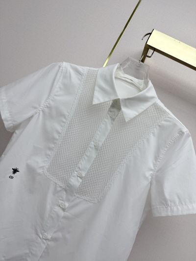 Dior Short Sleeve Embroidered Shirt in White