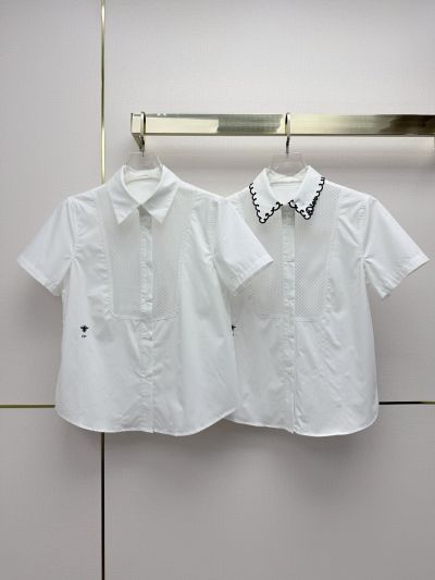 Dior Short Sleeve Embroidered Shirt in White
