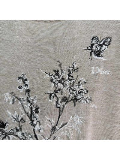 Dior Short Sleeve Embroidered Sweater in Beige