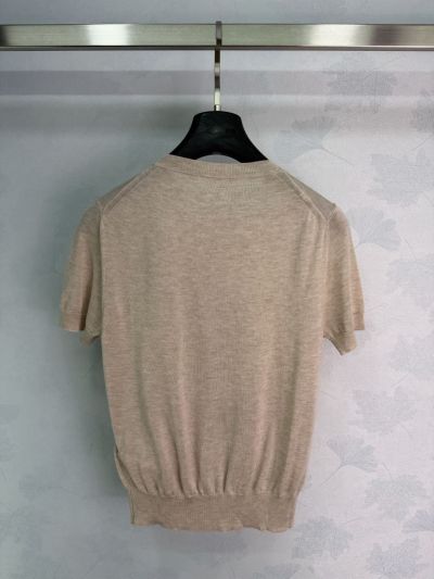 Dior Short Sleeve Embroidered Sweater in Beige