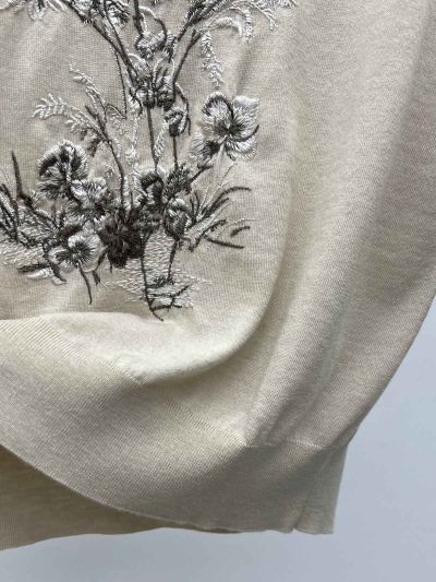 Dior Short Sleeve Embroidered T-Shirt in Beige