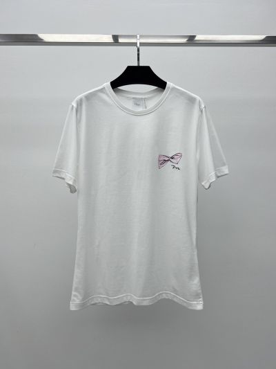 Dior Short Sleeve Embroidered T-Shirt in White
