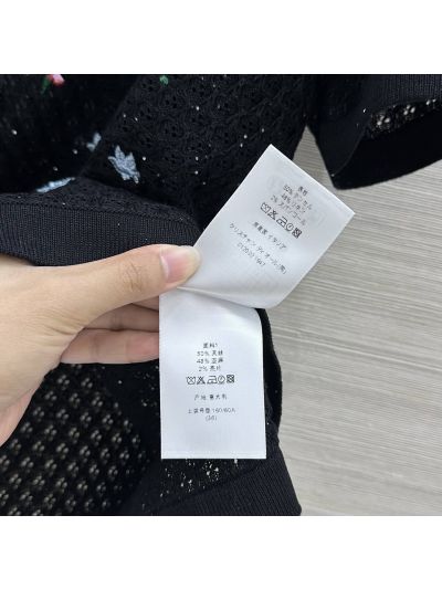 Dior Short Sleeve Embroidered Top in Black