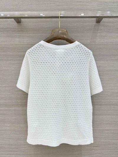 Dior Short Sleeve Embroidered Top in White
