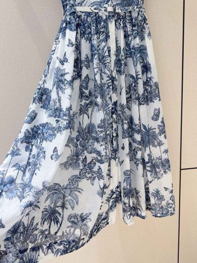 Dior Short Sleeve Floral Dress in White