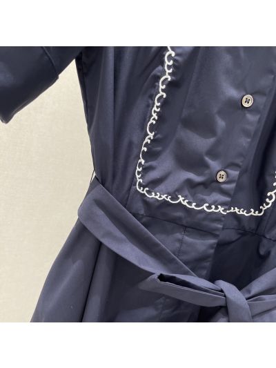Dior Short Sleeve Lace Dress in Navy