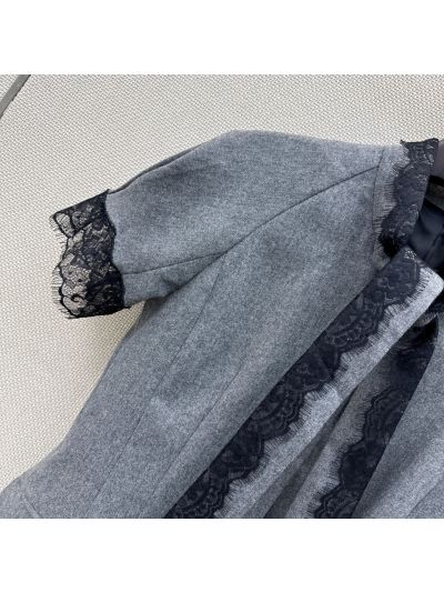 Dior Short Sleeve Lace Top in Grey and Black