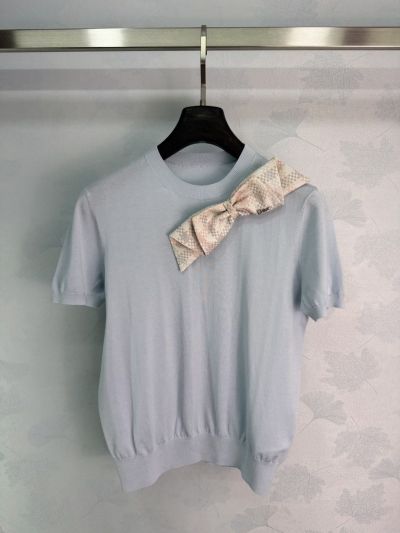 Dior Short Sleeve Plaid T-Shirt in Light Blue