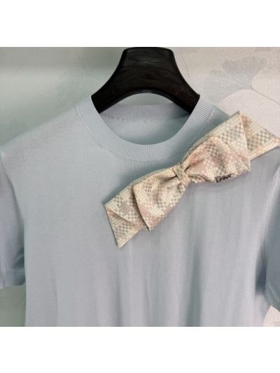 Dior Short Sleeve Plaid Pants in Light Blue