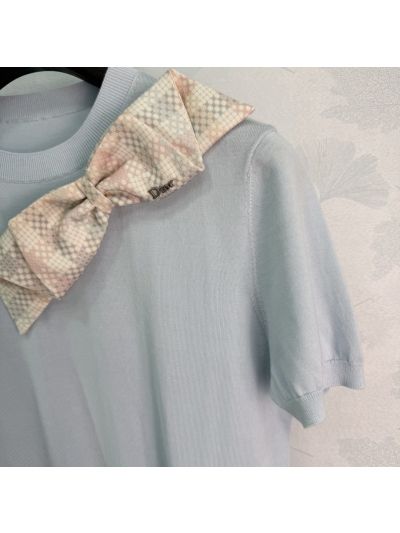 Dior Short Sleeve Plaid Pants in Light Blue