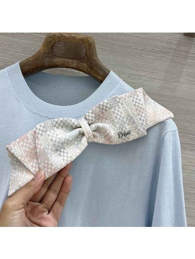 Dior Short Sleeve Plaid Top in Light Blue