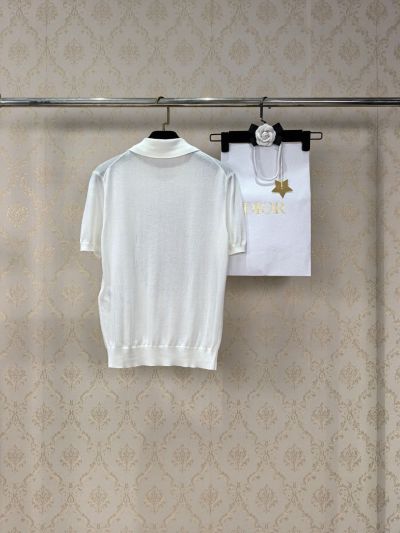 Dior Short Sleeve Silk Top in White