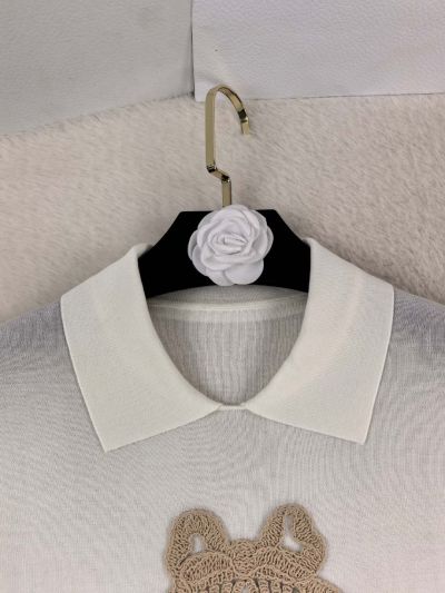 Dior Short Sleeve Silk Top in White