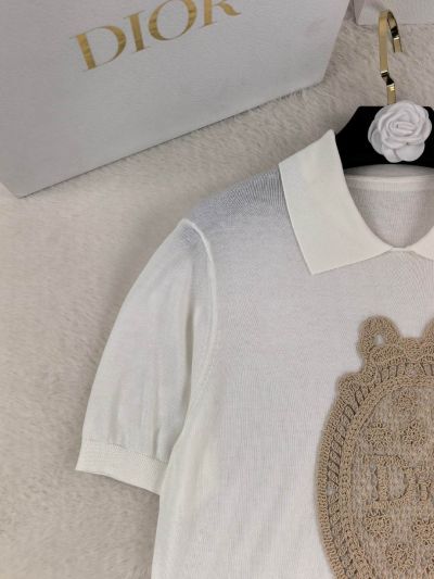 Dior Short Sleeve Silk Top in White
