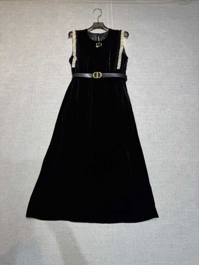 Dior Silk Belted Dress in Black
