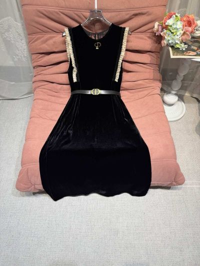 Dior Silk Belted Dress in Black